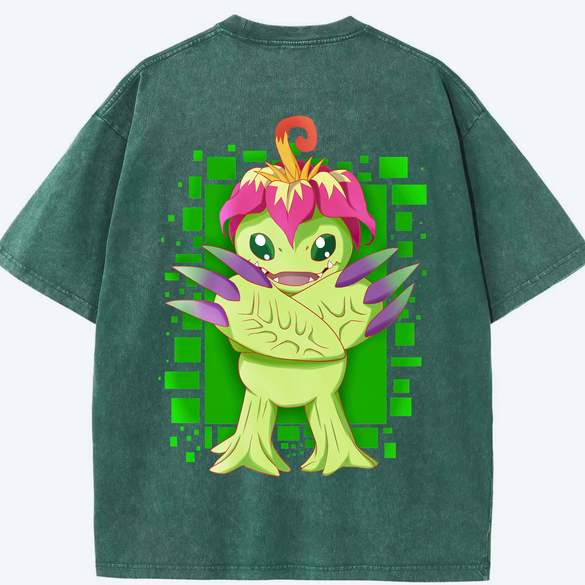 （画像用） Digimon デジタルモンスター/デジモン 綿100% ヴィンテージ風 半袖Tシャツ（背面プリント）
